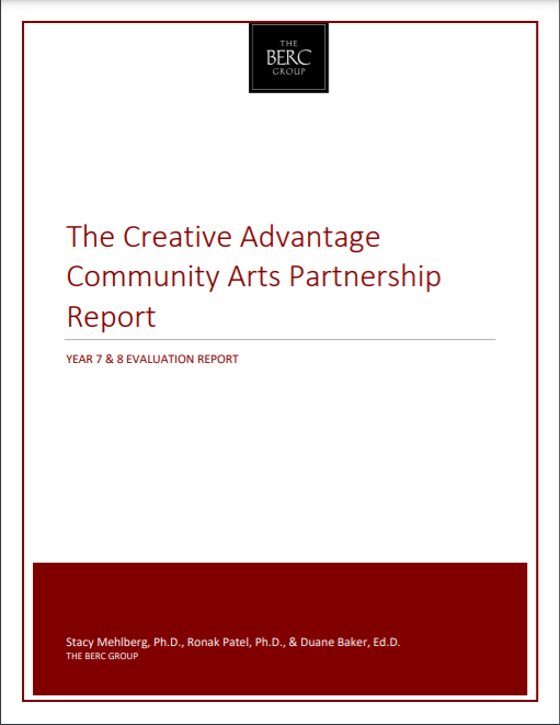 The front page of The Creative Advantage Community Arts Partnership Report